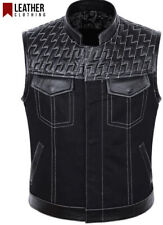 Usado, Colete de couro masculino feito sob medida para motocicleta forro paisley vermelho colete para motocicleta comprar usado  Enviando para Brazil
