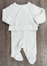 Roupas para bebê menina menino novo sem etiquetas Gerber Preemie 2 peças roupa branca com pés com nervuras, usado comprar usado  Enviando para Brazil