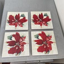 Ceramic poinsettia coasters for sale  SOUTHEND-ON-SEA