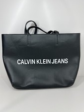 Bolsa tote CK Calvin Klein Jeans preta PVC grande com zíper comprar usado  Enviando para Brazil