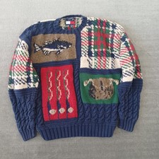 Suéter masculino Tommy Hilfiger M lã pesca patchwork malha gola redonda pescador comprar usado  Enviando para Brazil