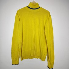 Suéter feminino retrô anos 70 Michael Kors amarelo/azul gola alta claro grande comprar usado  Enviando para Brazil
