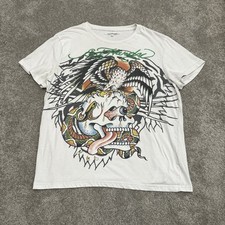 Camiseta masculina ED HARDY tamanho XL tatuagem gráfica águia branca caveira cobra desgastada comprar usado  Enviando para Brazil