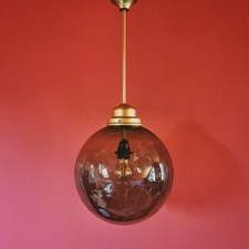 Luminária de teto pingente globo de vidro escuro vintage grande com novos acessórios de latão comprar usado  Enviando para Brazil