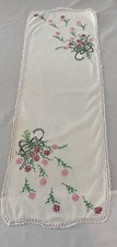 Antiga toalha de prato floral corredor de mesa bordado à mão crochê ambas as extremidades 36” X13” comprar usado  Enviando para Brazil