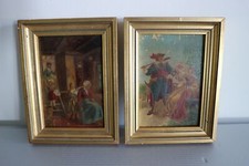 2 PETITES HUILES PEINTURE SUR PANNEAU XIXe XXe marqués C.K comprar usado  Enviando para Brazil