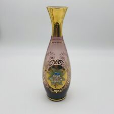Vaso Moser Bohemia vidro roxo botão com sobreposição dourada vintage, usado comprar usado  Enviando para Brazil