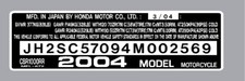 HONDA CBR1000RR 2004 HEADTUBE TAG / DECALQUE REPRO comprar usado HONDA CBR1000RR 2004 HEADTUBE TAG / DECALQUE REPRO comprar usado  Enviando para Brazil