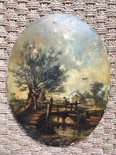 Paisaje / Personaje Óleo Sobre Madera XIX, Firmado ? A Restaurar comprar usado  Enviando para Brazil