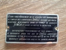 Plaque simca shell d'occasion  France