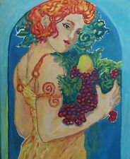 oil on canvas nowy obraz olejny kobieta secesja modern art women with flowers, używany na sprzedaż  PL