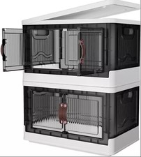 Paquete de 4 cajas de almacenamiento con tapas, contenedores de almacenamiento plegables, sala negra transparente 45L segunda mano  Embacar hacia Mexico