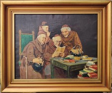 MONGES DESFRUTANDO DE UM LIVRO, pintura a óleo original comprar usado  Enviando para Brazil