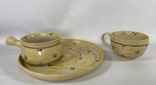 TEMPTATIONS por TARA 3PC. CONJUNTO DE PRATO E TIGELAS DE LANCHE MARROM PADRÃO AMARELO DO VELHO MUNDO, usado comprar usado  Enviando para Brazil