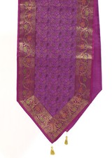 Pano para decoração de jantar roxo indiano Banarasi brocado de seda paisley corredor de mesa comprar usado  Enviando para Brazil