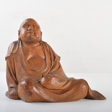 Ornamento de estatueta vintage budismo japonês estátua de madeira DARUMA MONK 7,7 polegadas comprar usado  Enviando para Brazil