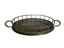 Bandeja Hollywood Regency vintage bambu latão servir coquetel trilho lateral oval comprar usado  Enviando para Brazil