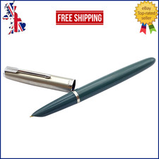 CANETA TINTEIRO VINTAGE PARKER 51 CINZA MARINHO E CROMADA 14K MÉDIA NOVA NA CAIXA INGLATERRA 1951 comprar usado  Enviando para Brazil