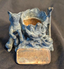 Usado, Pyrogène ancien en fonte d'aluminium, sculpture Corbeau et Renard comprar usado  Enviando para Brazil