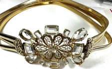 Cinto vintage Schreiner transparente strass Omega corrente cintura larga gancho assinado comprar usado  Enviando para Brazil