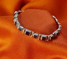 Pulseira de tênis vintage prata esterlina 925 ~ Pedras de ametista corte quadrado 8" comprar usado  Enviando para Brazil