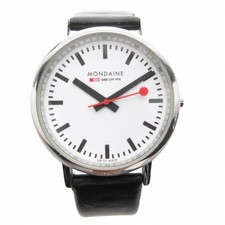 Relógio de quartzo feminino Mondaine pulseira de couro mostrador preto prata 30 mm comprar usado  Enviando para Brazil