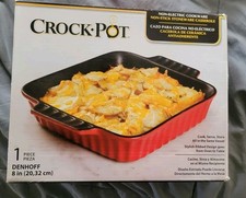 Caçarola com nervuras Crock Pot Denhoff 8" - Quadrada - Vermelha - À prova de chamas - Grés - comprar usado  Enviando para Brazil