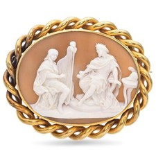 Broche antigo de ouro amarelo camafeu David tocando harpa para o rei Saul comprar usado  Enviando para Brazil