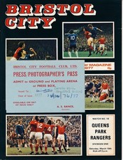 TICKET: Bristol City v QPR 1976/1977 + PROGRAMME for sale  LONDON