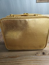 Usado, Estee Lauder Metallic Gold Cosmetic Train Bolsa de Viagem Mala Macia Vintage comprar usado  Enviando para Brazil
