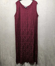 Vestido Dressbarn Feminino 20 Vinho Manga Longa Floral Bordado Fendas Laterais Anos 90 comprar usado  Enviando para Brazil