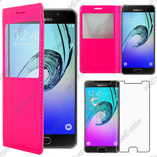 Housse Coque Etui Fen�tre PU Cuir Rose pour Samsung Galaxy A5 2016 A510F + Verre na sprzedaż  Wysyłka do Poland