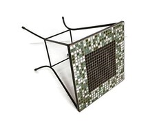 pequena mesa lateral vintage suporte para plantas mosaico azulejos padrão quadriculado Iro forjado comprar usado  Enviando para Brazil