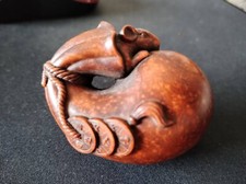 Vintage Japoński Netsuke Old Boxwood Rzeźbiony posąg Lucky Mouse Ornament na sprzedaż  Wysyłka do Poland