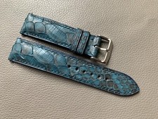 Usado, Pulseira de relógio azul escuro couro genuíno pele de cobra, tamanhos personalizados 10mm a 26mm comprar usado  Enviando para Brazil