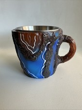 Caneca de café moldada em pedra ágata geodo interior de aço inoxidável comprar usado  Enviando para Brazil