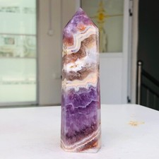Varita de obelisco de cristal de cuarzo ágata amatista natural 174 g curación mineral segunda mano  Embacar hacia Mexico
