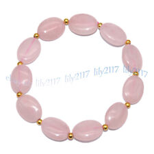 Pulseira elástica oval de contas de pedra preciosa 12x16mm quartzo rosa natural 7,5"" comprar usado  Enviando para Brazil