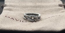 Usado, Anel David Yurman prata esterlina três fileiras diamante cabo laço tamanho 6 comprar usado  Enviando para Brazil