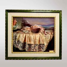Vintage Large Textured Painting, Boy and Cloth Painting, Vintage Wooden Frame comprar usado  Enviando para Brazil