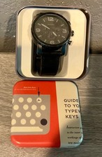 Relógio de quartzo analógico pulseira de couro preto masculino Fossil Nate JR1354 nova bateria comprar usado  Enviando para Brazil