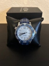 Moldura azul mostrador branco Sea Marine Master estilo mergulho relógio automático mod comprar usado  Enviando para Brazil