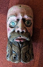 Máscara de madeira tradicional esculpida à mão antiga Guerrero México, 10,5" comprar usado  Enviando para Brazil