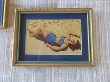 Cartão postal pinup vintage emoldurado fosco para 5x7 "adorador do sol" decoração costeira de praia  comprar usado  Enviando para Brazil