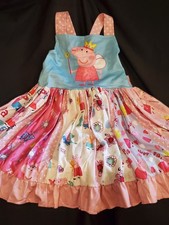 VESTIDO DE FESTA NOVO SEM ETIQUETAS PEPPA PIG TWIRL para meninas com babados bolinhas super macio tamanho 5-6  comprar usado  Enviando para Brazil