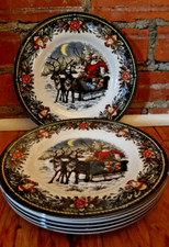 Conjunto de 6 pratos de salada Royal Stafford Christmas Santa's Sleigh Collection, usado comprar usado  Enviando para Brazil