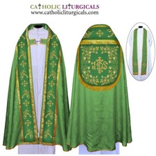 Conjunto Cope & Stole Verde com IHS - Bordado, Capa Pluvial, Chape, Far Fronte comprar usado  Enviando para Brazil