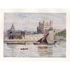 ROCHESTER Kent Castle & Cathedral - antyczny druk 1910 na sprzedaż ROCHESTER Kent Castle & Cathedral - antyczny druk 1910 na sprzedaż  Wysyłka do Poland