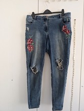Ripped embroidered jeans for sale  FARNBOROUGH