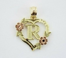 Usado, Berloque pingente feminino letra inicial alfabeto flor coração ouro rosa amarelo 10k comprar usado  Enviando para Brazil